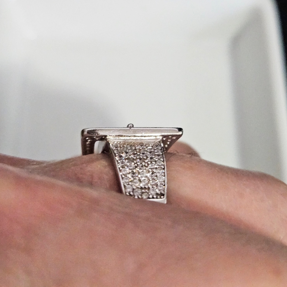 BELLA LUCE BUCKLE RING RHODIUM OVER STERLING SILVER SIZE 9 - Picture 4 of 6